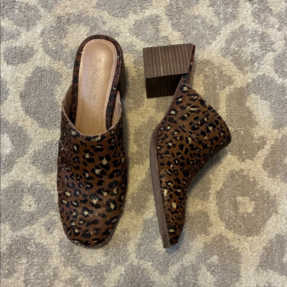 Madewell The Carey Mule Calf Hair Leopard Western Inspired
